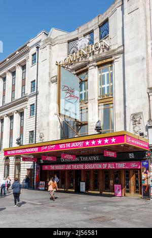 The Dominion Theatre in Tottenham Court Road in London's West End, the stage production of 'Dirty Dancing' on the bill, London, UK Stock Photo