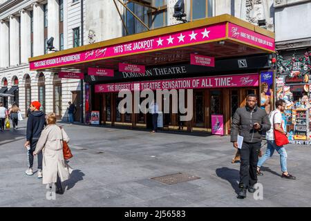 The Dominion Theatre in Tottenham Court Road in London's West End, the stage production of 'Dirty Dancing' on the bill, London, UK Stock Photo