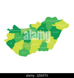 Hungary - administrative map of counties Stock Vector
