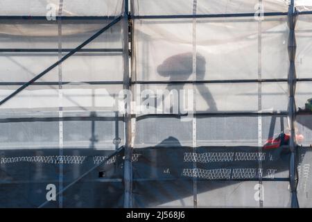 Construction site, scaffolding, working on scaffolding, bridge pier Germany Stock Photo