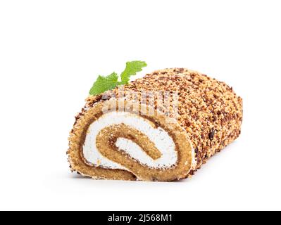 Sponge  cake roll isolated on white background Stock Photo