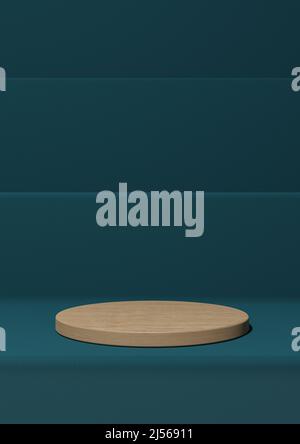 Dark teal, aqua blue 3D rendering product display podium luxurious ...