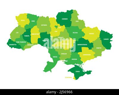 Ukraine - administrative map of oblasts Stock Vector