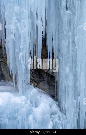 Ice formations on the wall of the Uncomphagre Gorge in the Ouray Ice