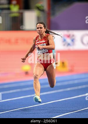 Maria Isabel Perez participating in the Belgrade 2022 World Indoor Championships in the 60 meters. Stock Photo