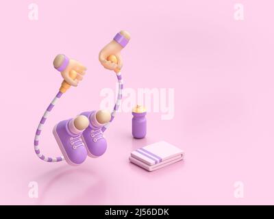 Jumping Rope. 3D render Stock Photo