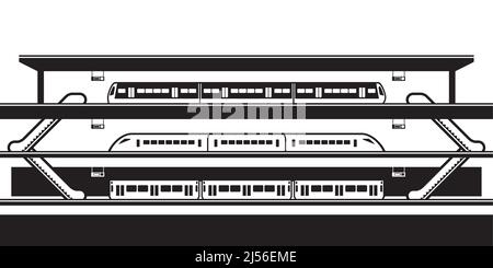 Railway interchange station – vector illustration Stock Vector
