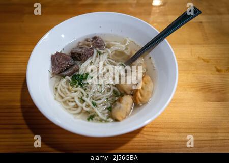 Famous Buriat food. Typical plate in Sibera, Russia Stock Photo