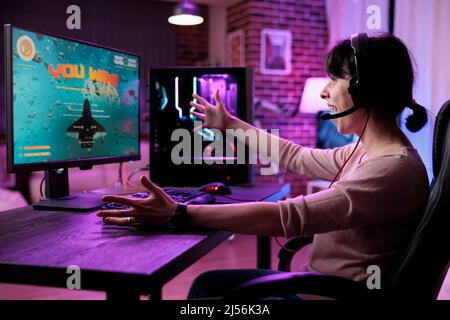 Modern player live streaming video games play on computer, having fun with  rpg tournament. Young adult playing online action shooting game with  multiple players on pc, shooter challenge Stock Photo - Alamy