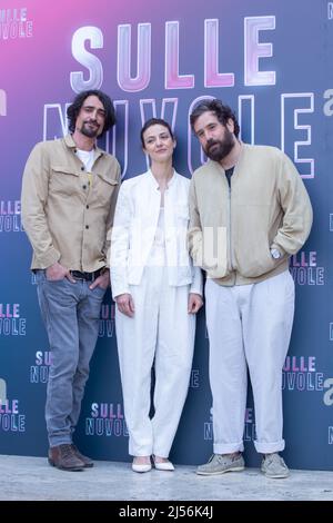 April 20, 2022, Rome, RM, Italy: Italian singer and director Tommaso Paradiso and actors Marco Cocci and Barbara Ronchi attend the photocall of the film ''Sulle Nuvole'' in Rome (Credit Image: © Matteo Nardone/Pacific Press via ZUMA Press Wire) Stock Photo