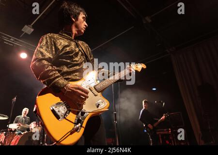 Newcastle UK, 20th April 2022, Johnny Marr plays intimate gig in Newcastle at Northumbria University students union ahead of his UK tour with Blondie Stock Photo