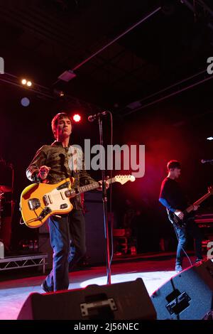 Newcastle UK, 20th April 2022, Johnny Marr plays intimate gig in Newcastle at Northumbria University students union ahead of his UK tour with Blondie Stock Photo