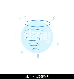 Whirlwind, cyclone, tornado spiral vector icon. Flat illustration. Filled line style. Blue monochrome design. Editable stroke. Adjust line weight. Stock Vector