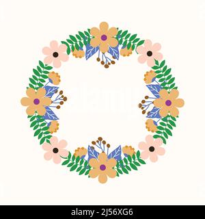 Abstract hand drew a decorative floral frame, Greeting card template Stock Vector