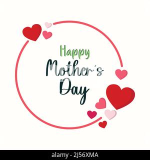 Simple Happy Mother's day with a red heart background Stock Vector