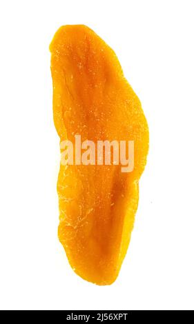 Dehydrated Mango Strips on a White Background Stock Photo