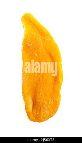 Dehydrated Mango Strips on a White Background Stock Photo