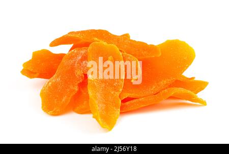 Candied Mango Strips on a White Background Stock Photo