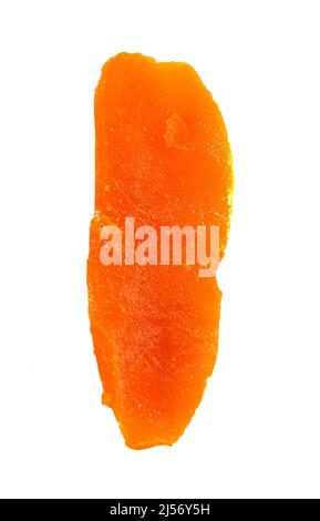 Candied Mango Strips on a White Background Stock Photo