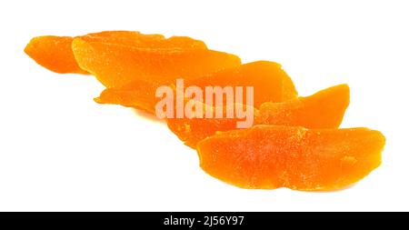 Candied Mango Strips on a White Background Stock Photo