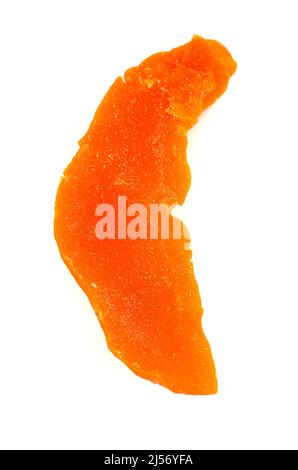 Candied Mango Strips on a White Background Stock Photo
