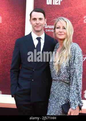 Matthew Goode and his wife Sophie Dymoke arrive for the UK premiere of