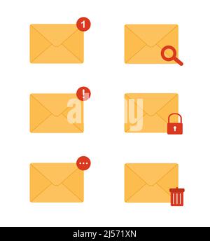 Mail envelope icon. Receiving SMS messages, notifications, invitations. Concept of delivery correspondence and letters. Vector illustration in flat Stock Vector