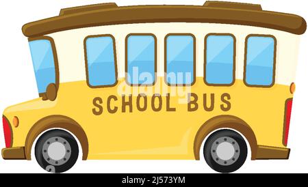 Simple cute school bus on white background illustration Stock Vector