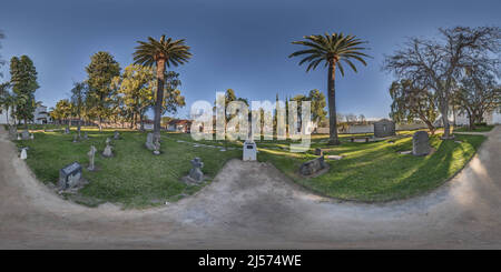 360 degree panoramic view of Mission San Luis Rey Cemetery