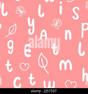 White letters on pink background seamless pattern Stock Vector
