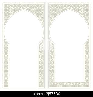 Two frames . Ornament in Arabic geometric style. Contoured lines Stock Vector