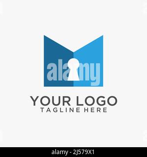 Letter M lock logo design Stock Vector