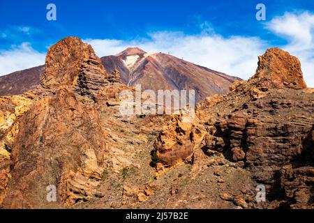 Dramatic view from the ground up of the volcano pico de Tiede on Tenerife Canary Islands Spain Stock Photo