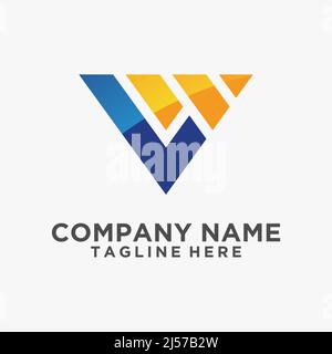 Letter LW triangle logo design Stock Vector