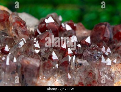 red quartz mineral specimen stone rock geology gem crystal Stock Photo