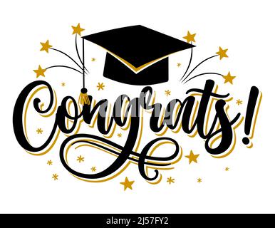 Congratulations Graduates Class of 2022 - Typography. blck text isolated white background. Vector illustration of a graduating class of 2021. graphics Stock Vector