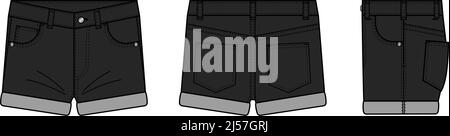 Denim short pants vector template illustration Stock Vector