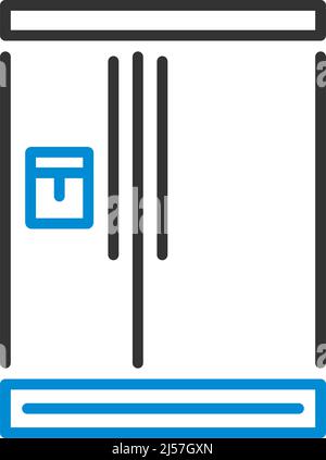 Wide Refrigerator Icon. Editable Bold Outline With Color Fill Design. Vector Illustration. Stock Vector