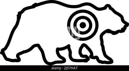 Icon Of Bear Silhouette With Target. Editable Bold Outline With Color ...