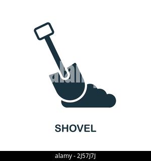 Shovel icon. Monochrome simple Shovel icon for templates, web design and infographics Stock Vector