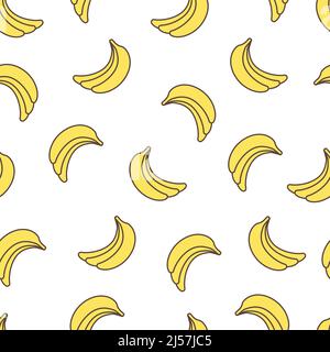Seamless funny banana pattern on a white background  Stock Vector