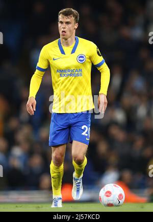 Manchester, England, 20th April 2022.  Solly March of Brighton during the Premier League match at the Etihad Stadium, Manchester. Picture credit should read: Darren Staples / Sportimage