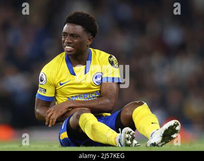 Manchester, England, 20th April 2022.  Tariq Lamptey of Brighton during the Premier League match at the Etihad Stadium, Manchester. Picture credit should read: Darren Staples / Sportimage Stock Photo