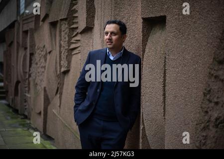 Anas Sarwar, leader of Scottish Labour Party, and Member of Scottish Parliament, photographed near this offices in Glasgow, Scotland, 28 February 2022. Stock Photo