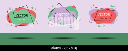Modern set of abstract geometric shaped banners. Vector bright template banners. Template ready for use in web or print design Stock Vector