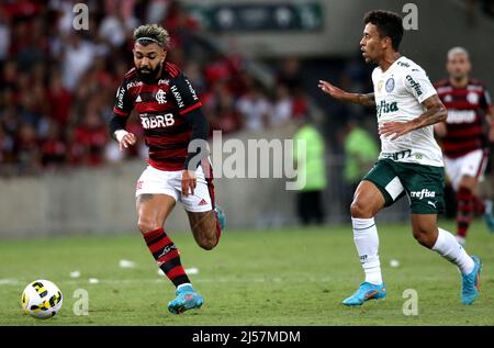 Gabriel Barbosa of Flamengo heads the ball during a Brasileirao