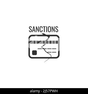 Swift, International Banking Transfer sanctions. Russia financial sunctions, cracked credit card. Stock vector illustration isolated Stock Vector