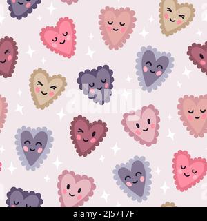 Smiling hearts pattern Stock Vector