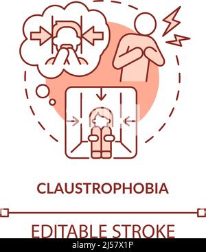 Claustrophobia red concept icon Stock Vector