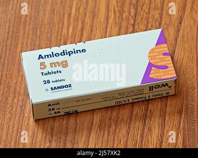 Pack of Amlodipine 5mg Tablets. 28 tablets. Sandoz a Novartis company ...